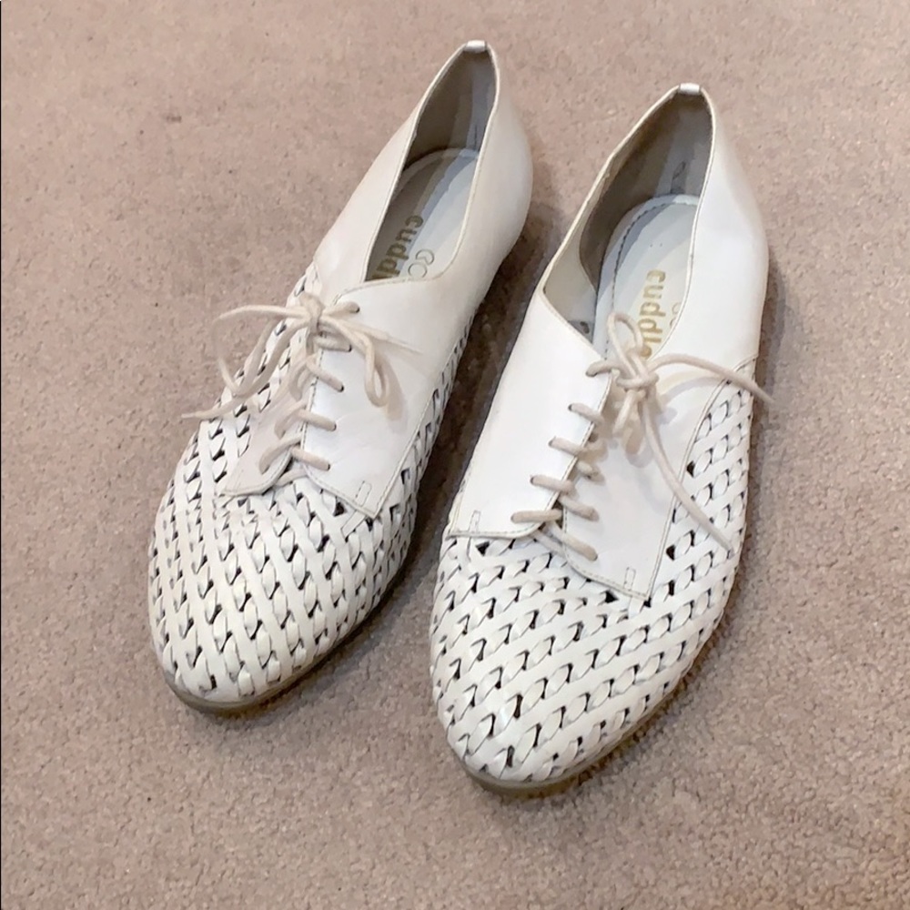White Vintage Leather Flats